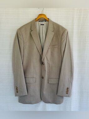 Classic Perry Ellis Two-Button Suit Jacket/ Blazer Light Tan or Khaki color